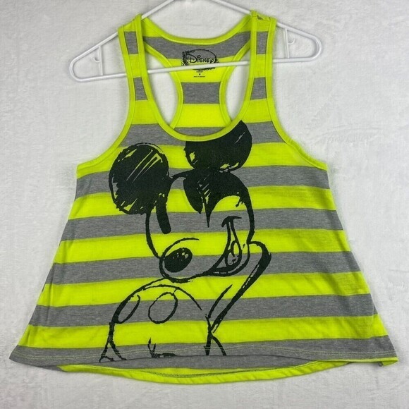 Disney Tank Top Womens Medium Mickey Mouse Gray Green Sleeveless Top Lightweight - Picture 2 of 8